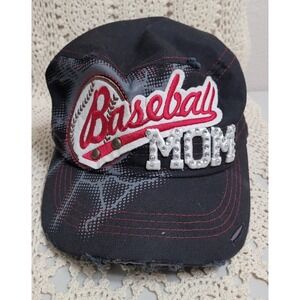Baseball Mom Hat Cap Adult Womens Strapback Cadet Embroidered Rhinestone Logo